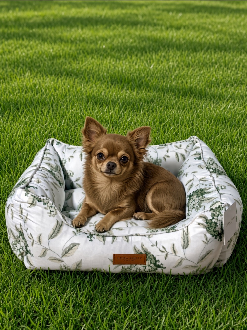 Pet Bed - Floral Green Leaf Print